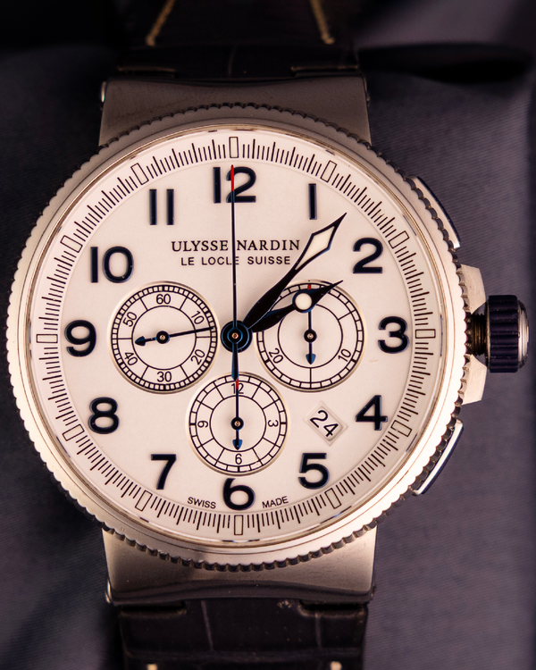 2016 Ulysse Nardin Marine Chronograph 43MM White Dial Leather Strap (1503-150/60)