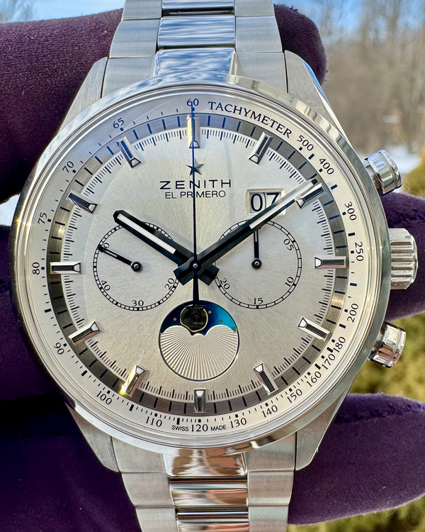 Zenith El Primero Chronomaster Grande Date Moonphase 45MM Silver Dial Steel Bracelet (03.2160.4047)