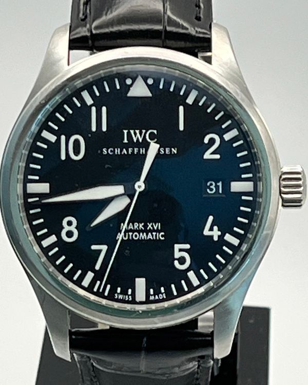 IWC Schaffhausen Pilot Mark XVI 39MM Black Dial Aftermarket Leather Strap (IW325501)