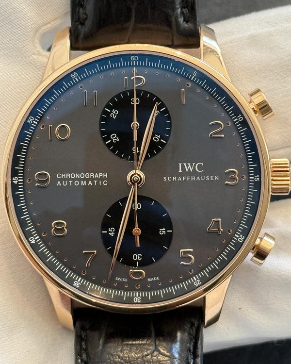 2018 IWC Schaffhausen Portugieser Chronograph 40.9MM Grey Dial Leather Strap (IW371482)