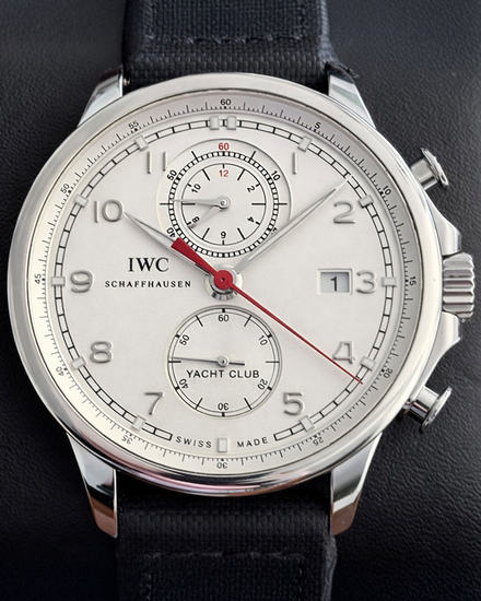 IWC Schaffhausen Portugieser Yacht Club Chronograph 45.4MM Silver Dial Textile Strap (IW390211)