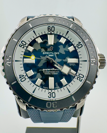 No Reserve - 2026 Breitling Superocean Super Diver 46MM Grey "Camo" Dial Rubber Strap (E10379351B1S1)