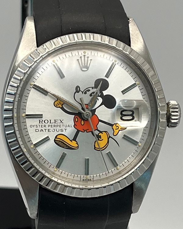 Rolex Datejust 36MM Aftermarket Silver "Mickey" Dial Aftermarket Rubber Strap (1601)