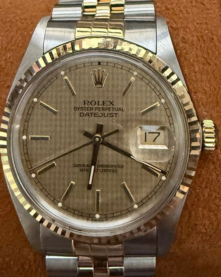 Rolex Datejust 36MM Champagne "Houndstooth" Dial Two-Tone Jubilee Bracelet  (16013)