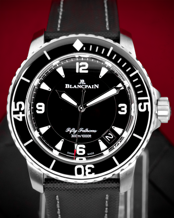 2022 Blancpain Fifty Fathoms Titanium 45MM Black Dial Textile Strap (5015-12B30-B52A)