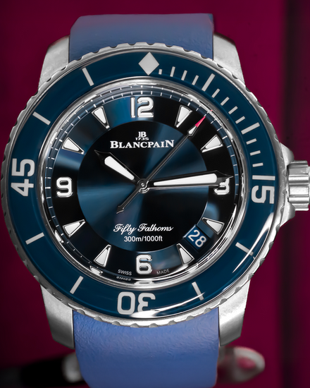 2019 Blancpain Fifty Fathoms 45MM Blue Dial Rubber Strap (5015-12B40-052A)