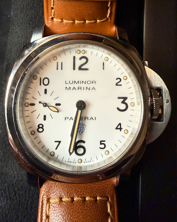 Panerai Luminor Marina Logo Acciaio 44MM White Dial Leather Strap (PAM00660)