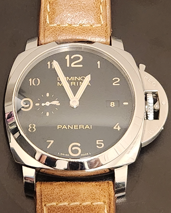 2012 Panerai Luminor Marina 1950 3 Days 44MM Black Dial Leather Strap (PAM00359)