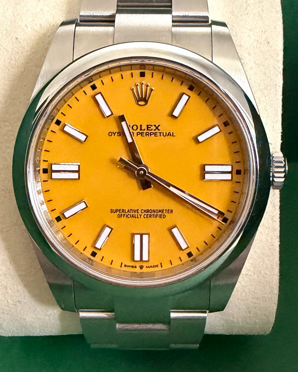 2020 Rolex Oyster Perpetual 41MM Yellow Dial Oyster Bracelet (124300)