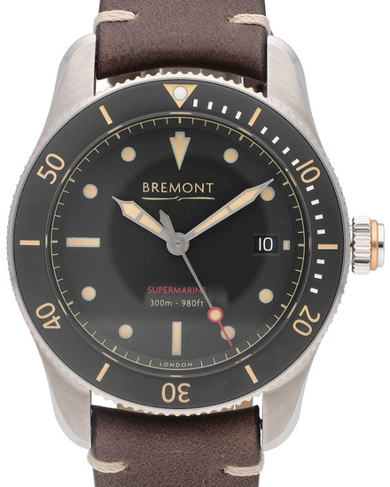 Bremont Supermarine 40MM Black Dial Leather Strap (S301-BK-R-S)