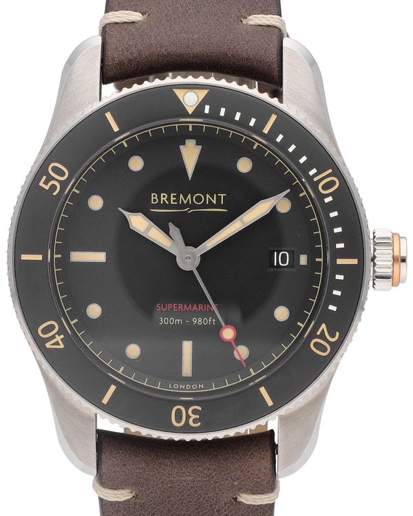 Bremont Supermarine 40MM Black Dial Leather Strap (S301-BK-R-S)