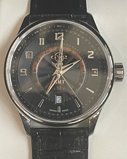 No Reserve - Gevril Giromondo G2 L.E. 42MM Quartz Black Dial Leather Strap (42300)