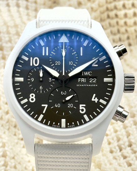 2025 IWC Schaffhausen Pilot Chronograph Top Gun "Lake Tahoe" 44.5MM Black Dial Textile Strap (IW389105)