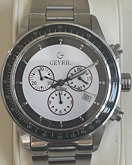 Gevril Tribeca Chronograph L.E. 42MM Quartz White Dial Steel Bracelet (A2113)