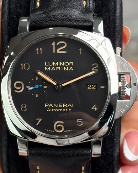 2017 Panerai Luminor Marina 1950 3 Days 44MM Black Dial Leather Strap (PAM01359)
