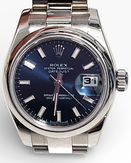 2009 Rolex Lady-Datejust 26MM Blue Dial Oyster Bracelet (179160)