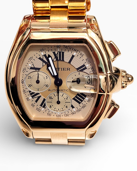 Cartier Roadster XL Chronograph 43MM Champagne Dial Yellow Gold Bracelet (2619)
