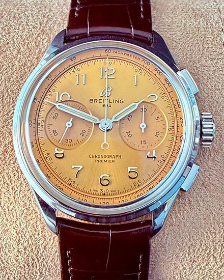 2024 Breitling Premier 40MM Champagne Dial Leather Strap (AB0930)