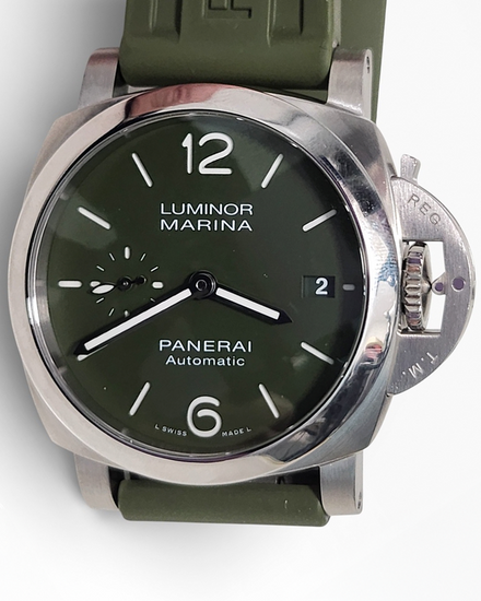Panerai Luminor Marina Quaranta "Verde Militare" 40MM Green Dial Rubber Strap (PAM01304)
