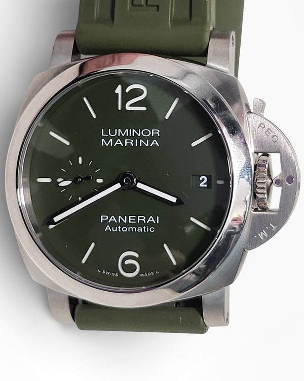 Panerai Luminor Marina Quaranta "Verde Militare" 40MM Green Dial Rubber Strap (PAM01304)