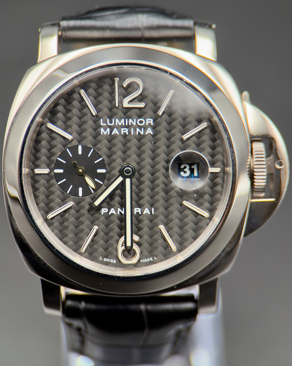 2004 Panerai Luminor Marina 44MM Carbon Fiber Dial Leather Strap (PAM00180)
