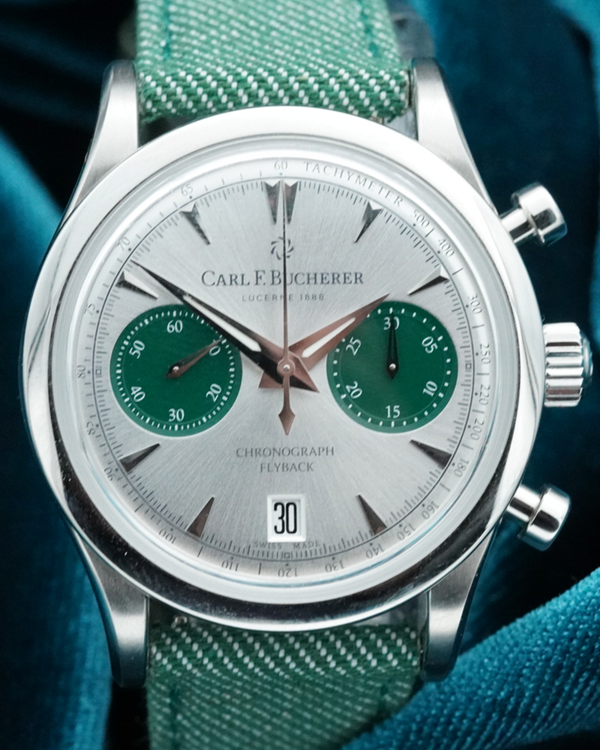 No Reserve - 2025 Carl F. Bucherer Manero Flyback Chronograph 40MM Silver Dial Textile Strap (00.10927.08.13.02)