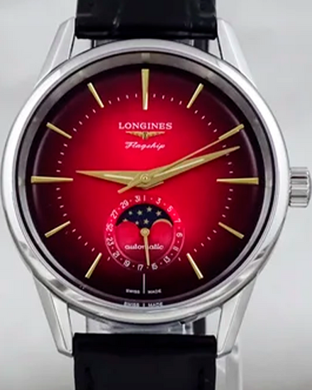 2024 Longines Flagship Heritage Moonphase "Year of the Dragon" L. E. 38.5MM Red Dial Leather Strap (L4.815.4.09.2)