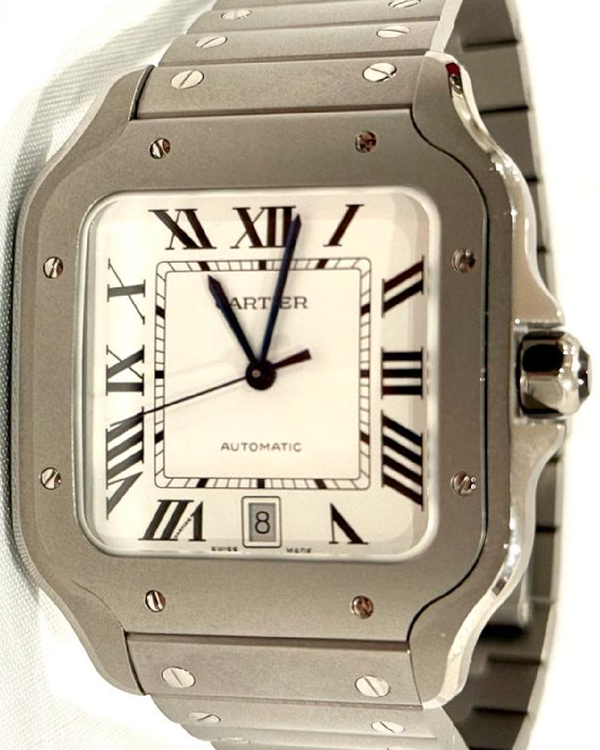 2026 Cartier Santos De Cartier 39.8MM Silver Dial Titanium Bracelet (WSSA0089)
