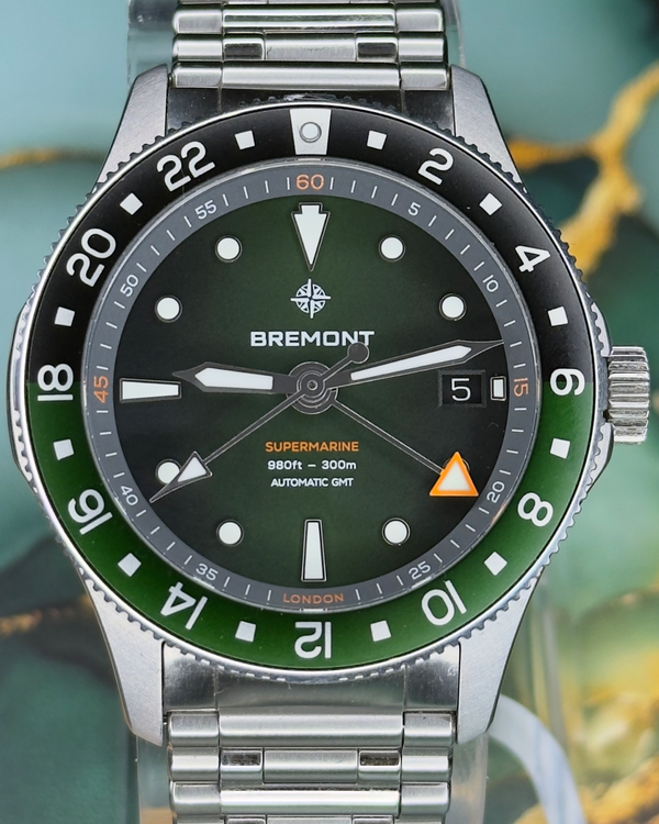 No Reserve - 2025 Bremont Supermarine 300M GMT 40MM Tundra Green Dial Steel Bracelet (SM40-GMT-SS-GNBK-B)