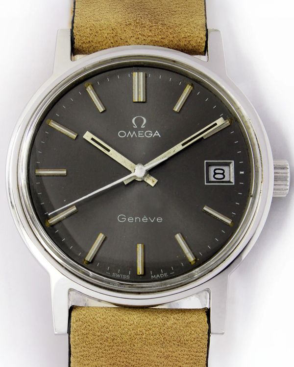 Omega Geneve Vintage 35MM Grey Dial Aftermarket Leather Strap (136.0099)