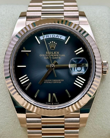 2026 Rolex Day-Date 40MM Black "Ombré" Dial Rose Gold President Bracelet (228235)