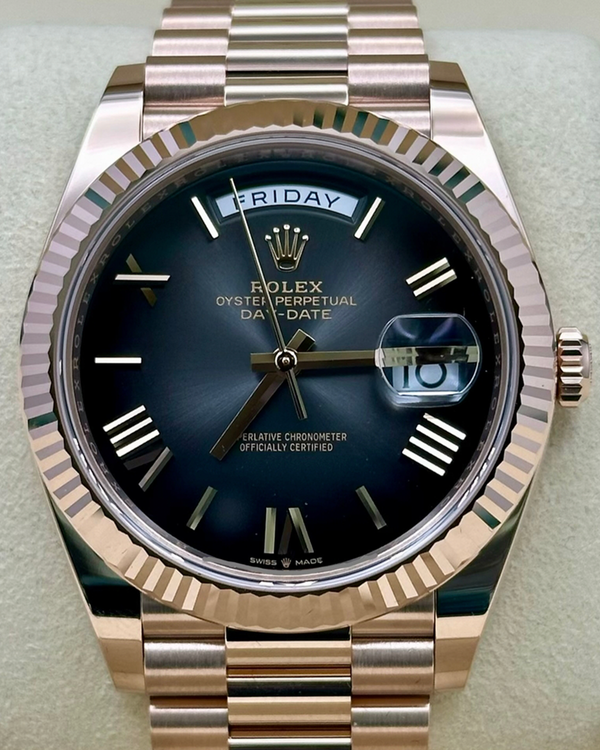 2026 Rolex Day-Date 40MM Black "Ombré" Dial Rose Gold President Bracelet (228235)