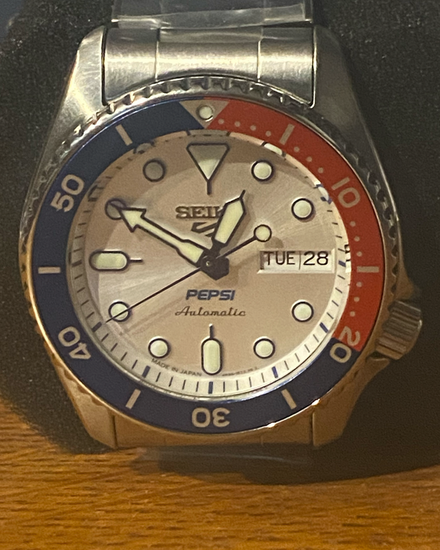 Seiko 5 Sports x Pepsi L.E. 38MM Silver Dial Steel Bracelet (SRPL99)