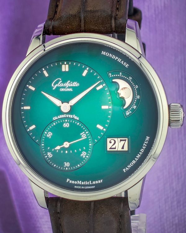 2022 Glashütte Original PanoMaticLunar 40MM Green Dial Leather Strap (1-90-02-13-32-62)