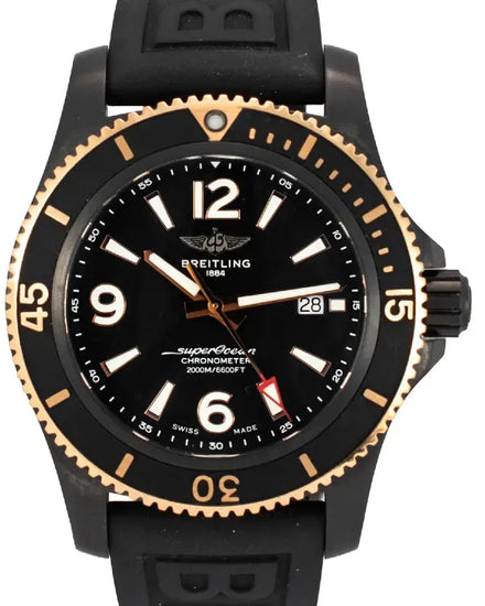 Breitling Superocean Blacksteel 46MM Black Dial Rubber Strap (U17368)