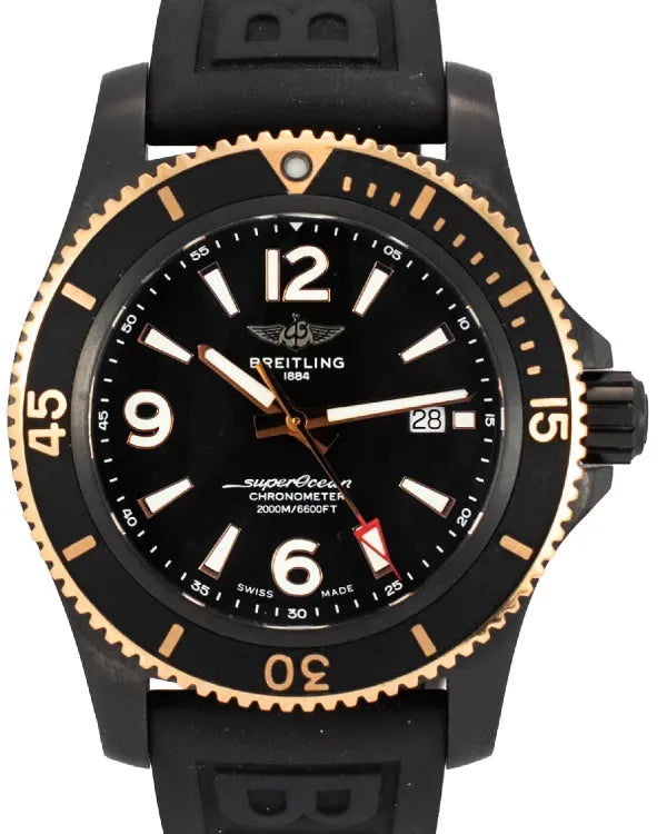 Breitling Superocean Blacksteel 46MM Black Dial Rubber Strap (U17368)