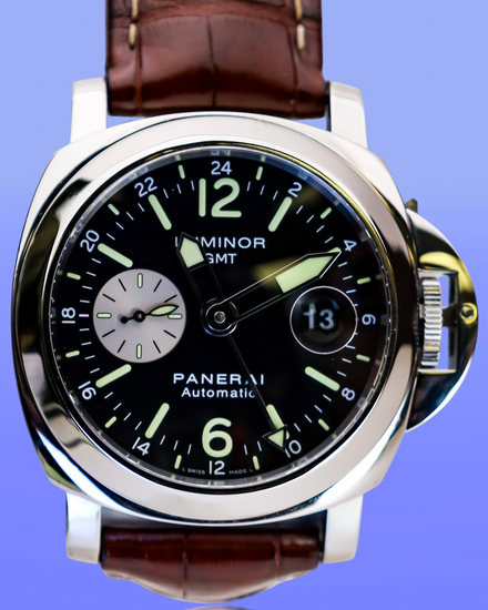 2013 Panerai Luminor GMT 44MM Black Dial Leather Strap (PAM00088)