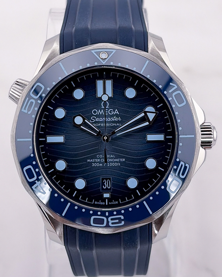 No Reserve - 2023 Omega Seamaster Diver 300M 42MM Blue Dial Rubber Strap (210.32.42.20.03.002)