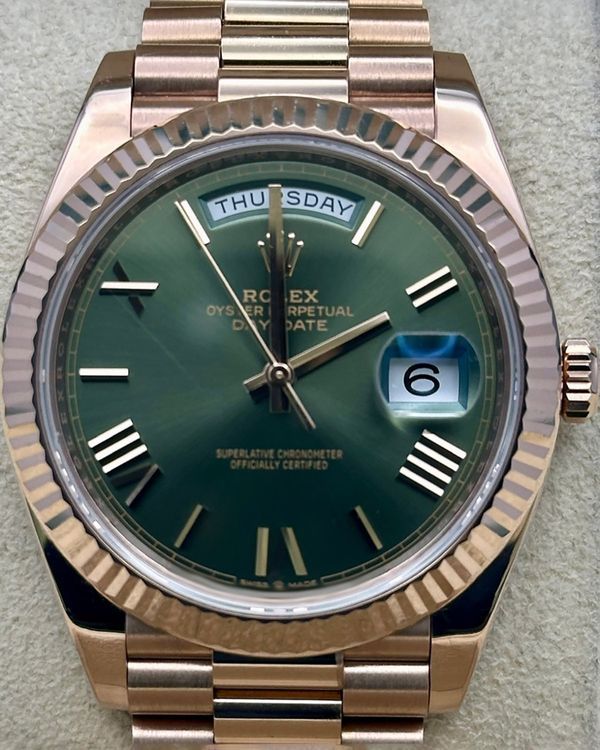 Rolex Day-Date 40MM Green Dial Rose Gold President Bracelet (228235)