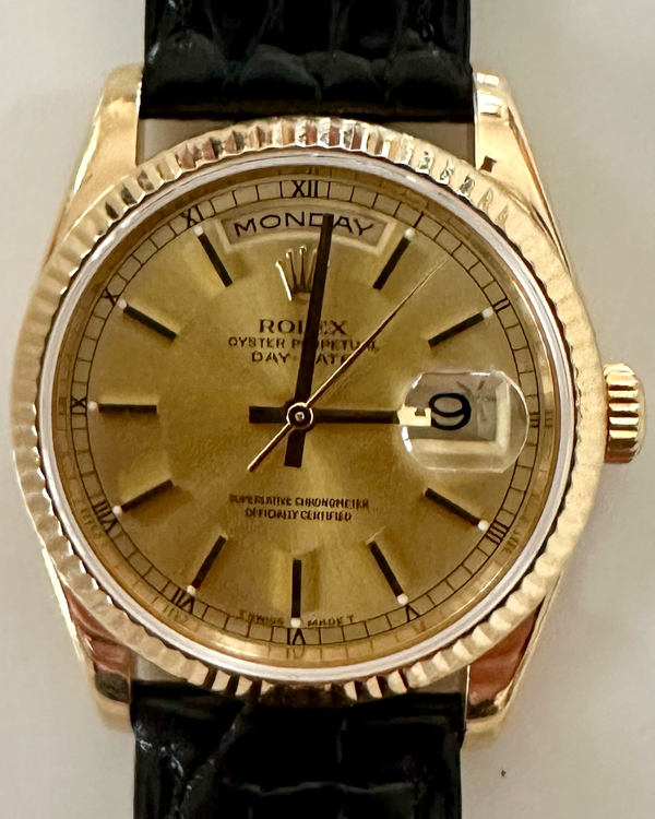 Rolex Day-Date 36MM Champagne Dial Aftermarket Leather Strap (118238)
