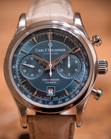 Carl F. Bucherer Manero Flyback 43MM Blue Dial Leather Strap (00.10919.08.93.01)