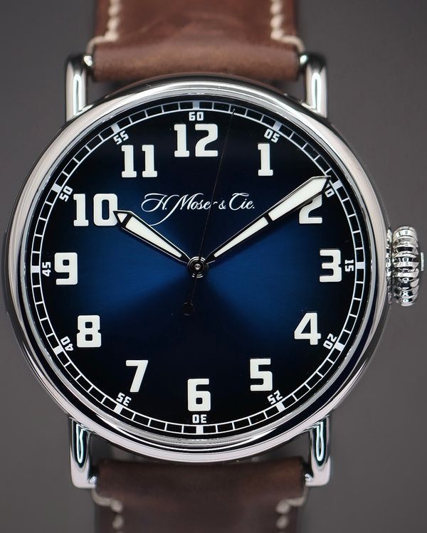 2024 H. Moser & Cie. Heritage Centre Seconds 42MM "Funky" Blue "Fumé" Dial Leather Strap (8200-1201)