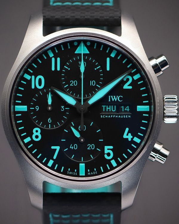 2025 IWC Schaffhausen Pilot Chronograph "Mercedes AMG Petronas F1" 41MM Black Dial Leather Strap (IW388108)