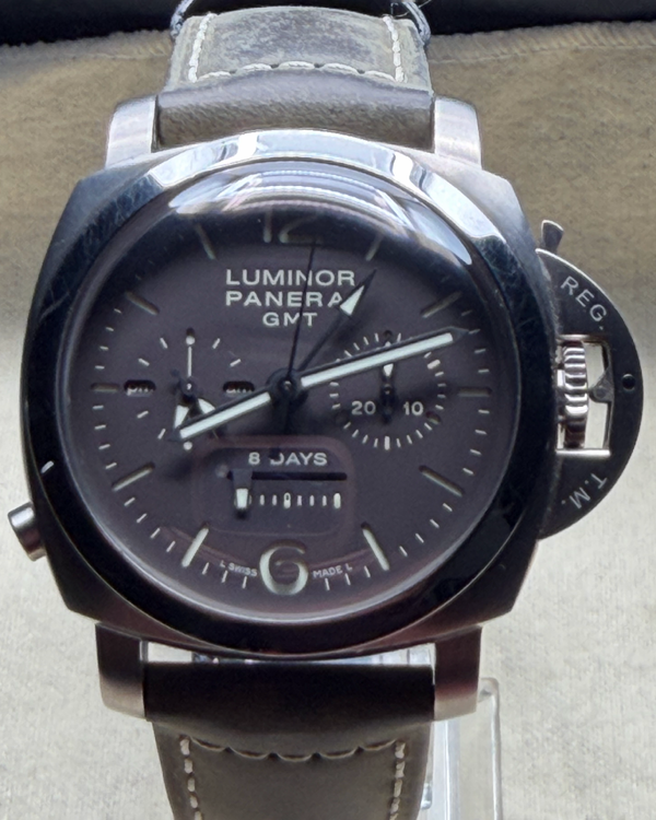 2016 Panerai Luminor 1950 8 Days Chrono Monopulsante GMT 44MM Brown Dial Leather Strap (PAM00311)