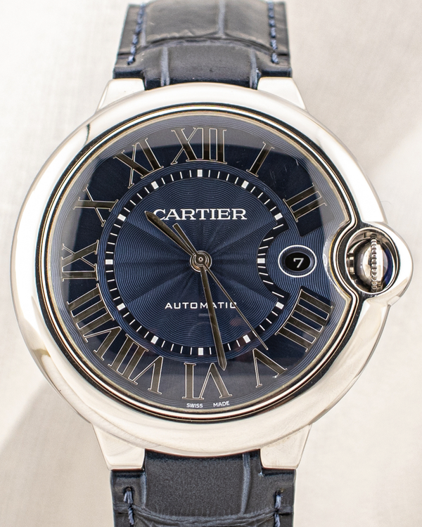 2019 Cartier Ballon Bleu 42MM Blue Dial Leather Strap (WSBB0025)