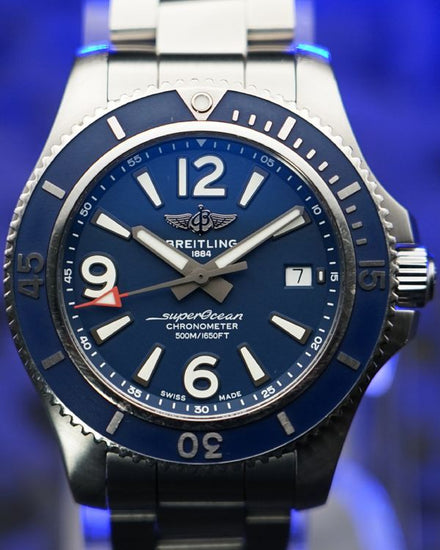 No Reserve - 2021 Breitling Superocean 42MM Blue Dial Steel Bracelet (A17366)