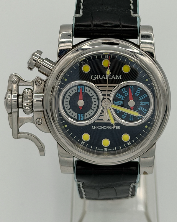 (Working) 2008 Graham Chronofighter "R.A.C." L. E. 43MM Black Dial Leather Strap (2CRBS.B05A.C103BD)