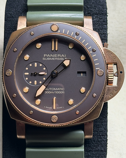 2020 Panerai Submersible Bronzo 47MM Brown Dial Rubber Strap (PAM00968)