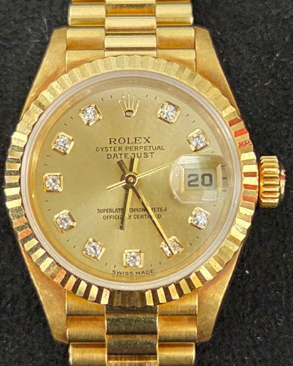 1998 Rolex Lady-Datejust 26MM Champagne Dial Yellow Gold President Bracelet (69178)