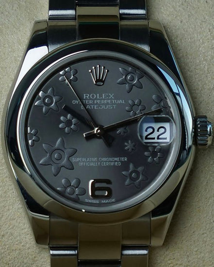 Rolex Datejust 31MM Rhodium "Floral Motif" Dial Oyster Bracelet (178240)